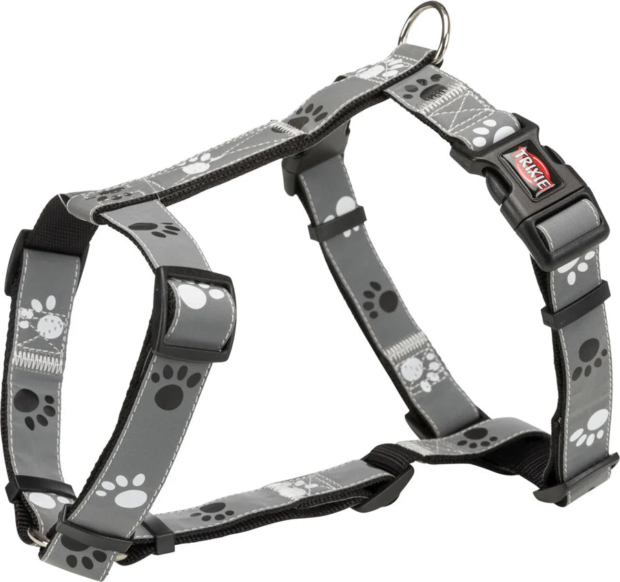 TRIXIE Silver Reflect H-Geschirr – reflektierend, stufenlos verstellbar