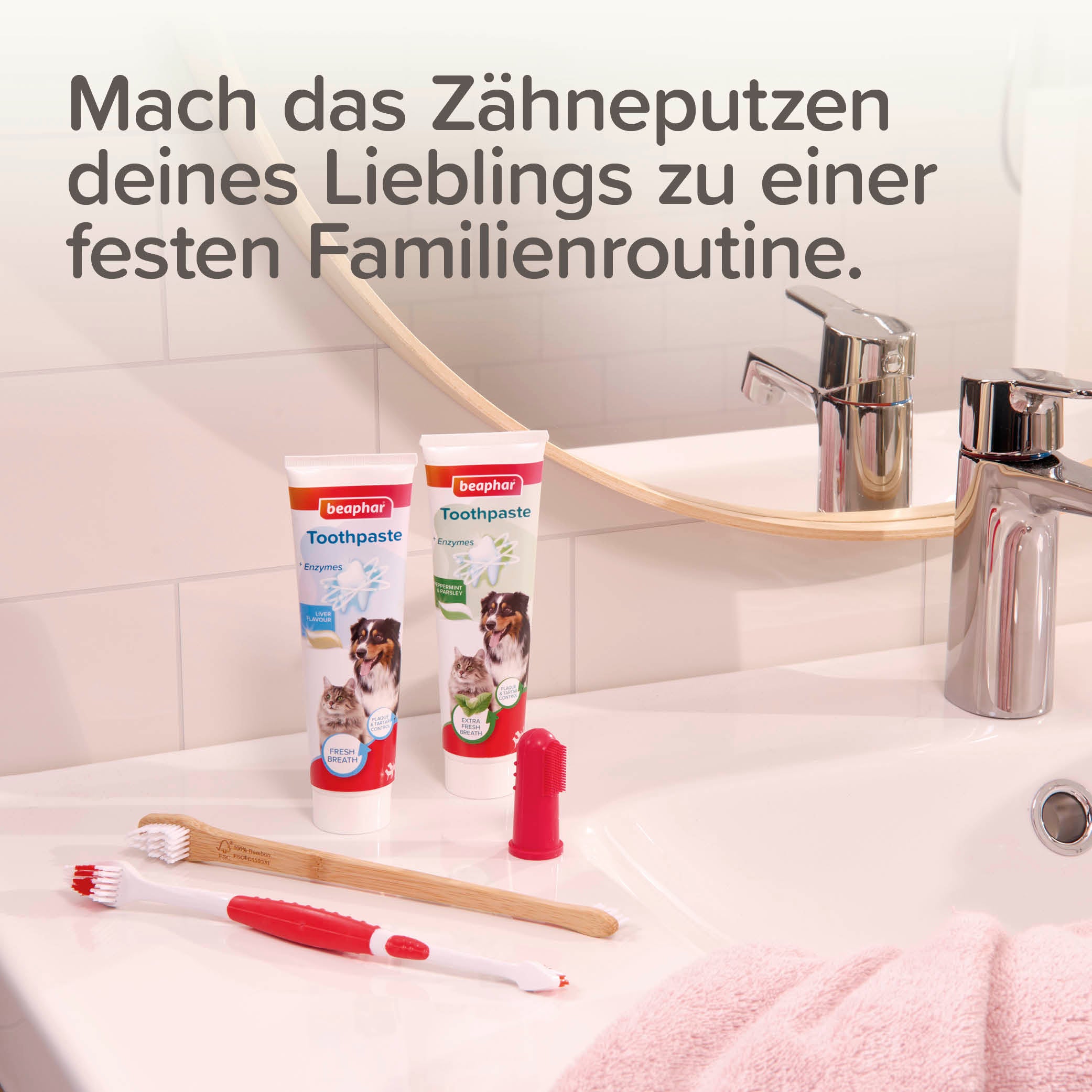 Beaphar Bambus-Zahnbürste für Hunde & Katzen – gegen Plaque und Zahnstein