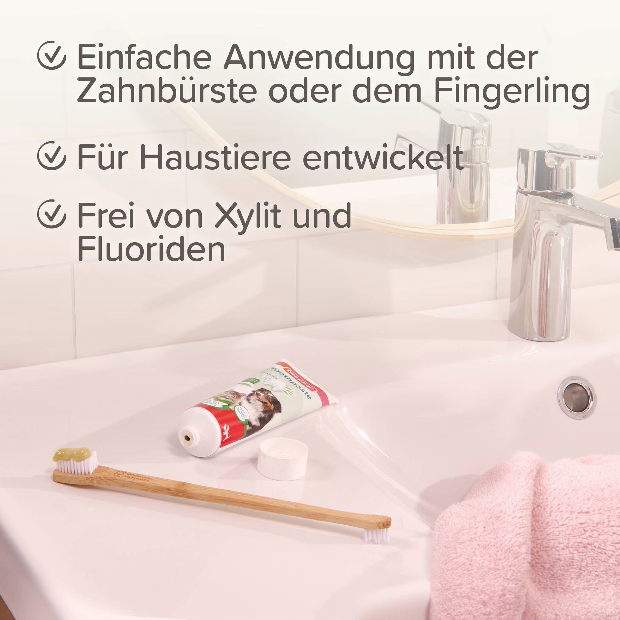 Beaphar Zahnpasta Toothpaste mit Leber- oder Minzgeschmack für Hunde und Katzen 100g