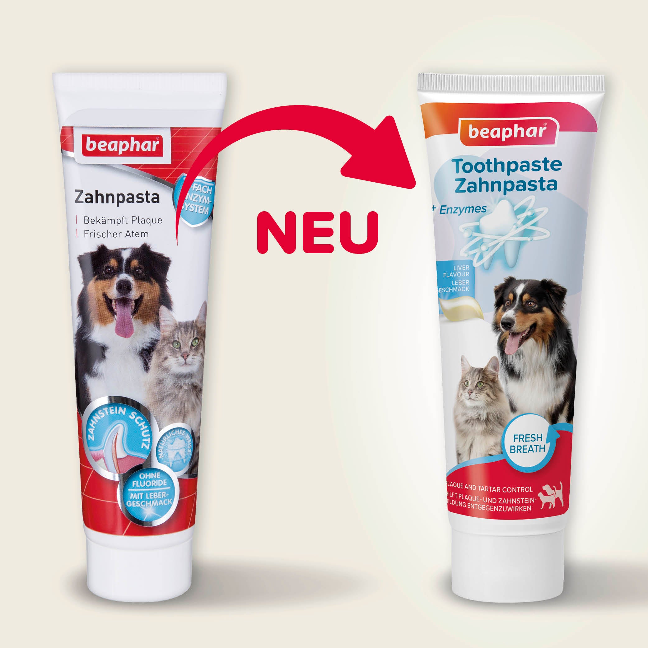 Beaphar Zahnpasta Toothpaste mit Leber- oder Minzgeschmack für Hunde und Katzen 100g