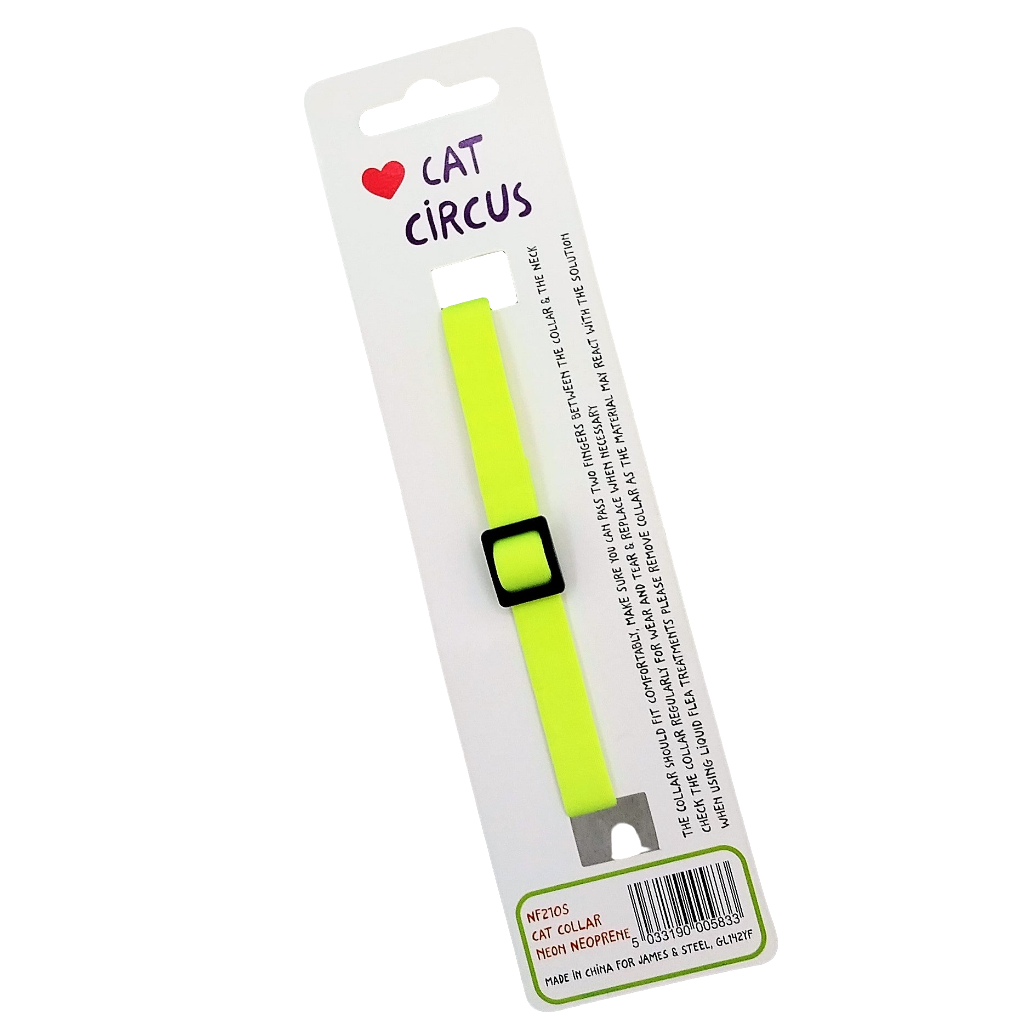 Cat Circus Katzenhalsband - Cat Collar, neonfarbenes Neopren-Katzenhalsband, 22 - 30 cm
