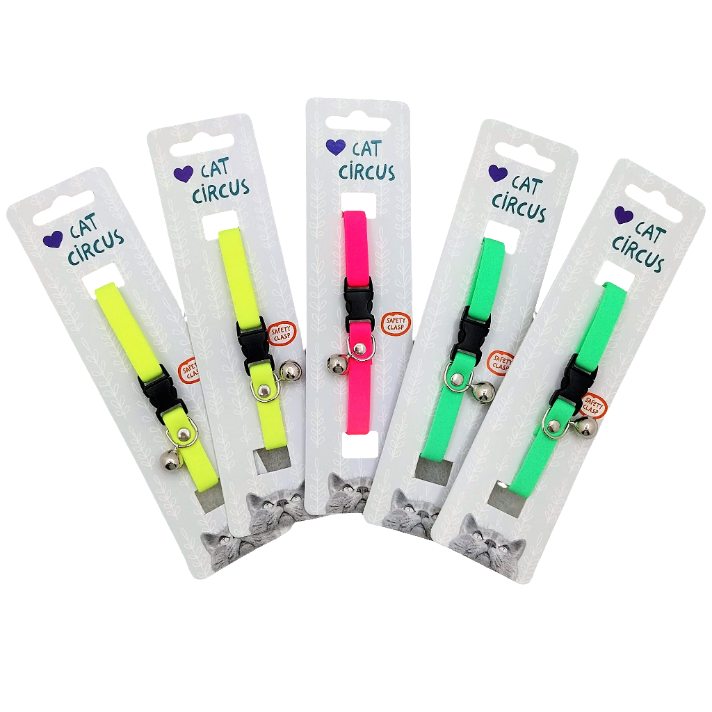 Cat Circus Katzenhalsband - Cat Collar, neonfarbenes Neopren-Katzenhalsband, 22 - 30 cm