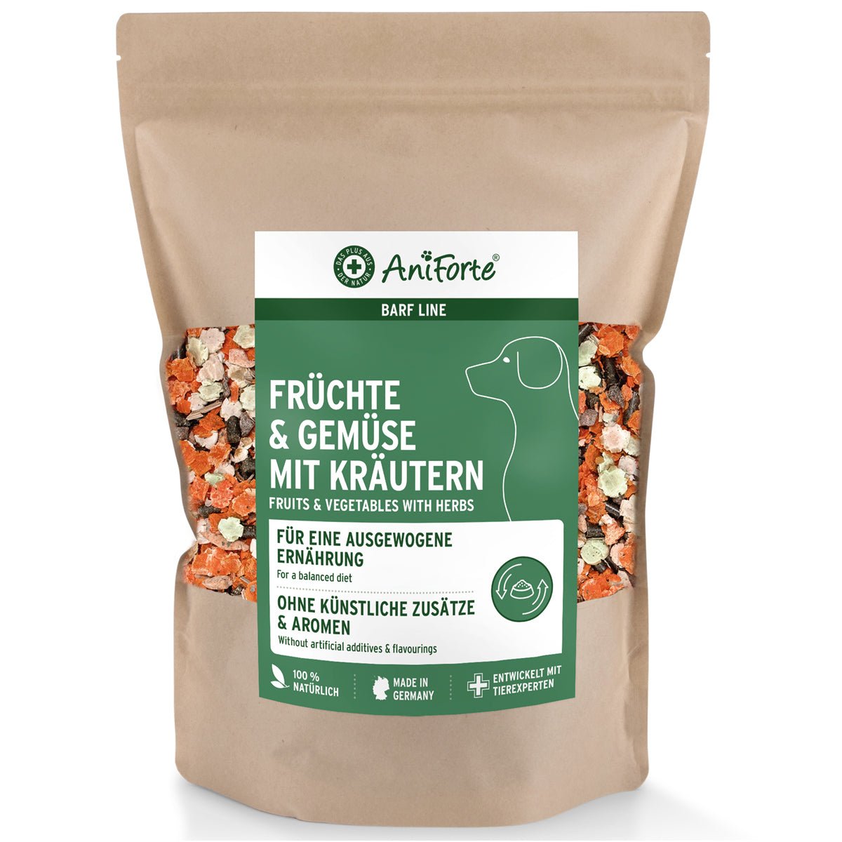 Aniforte BARF-Line Früchte & Gemüse mit Kräutern - Glutenfreie Flocken für Hunde
