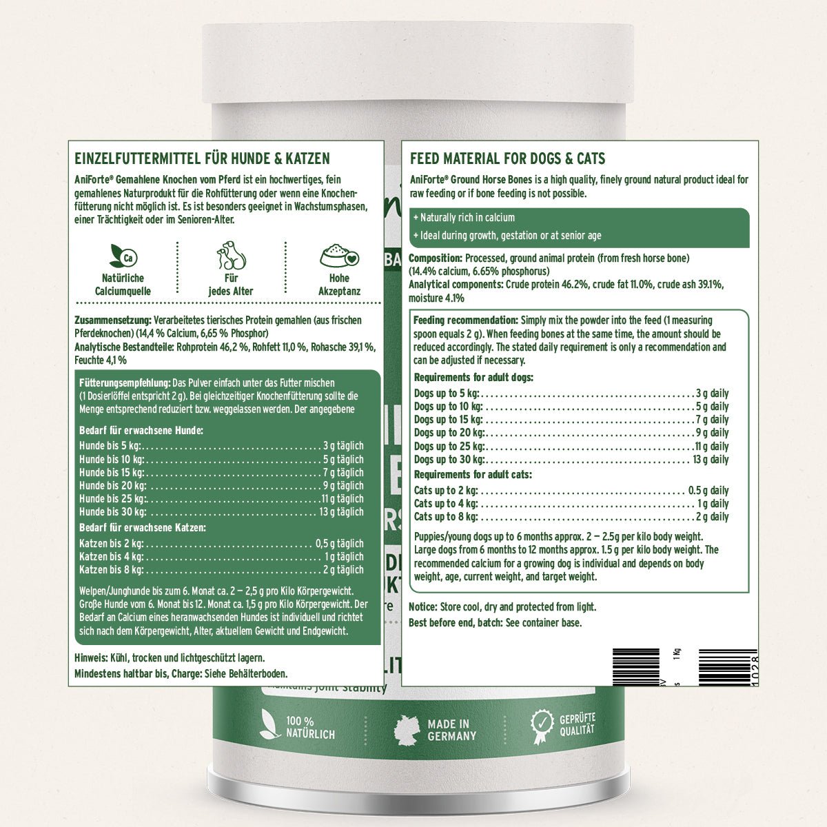 AniForte BARF-Line Gemahlene Knochen vom Pferd – Calcium für starke Knochen & Gelenke