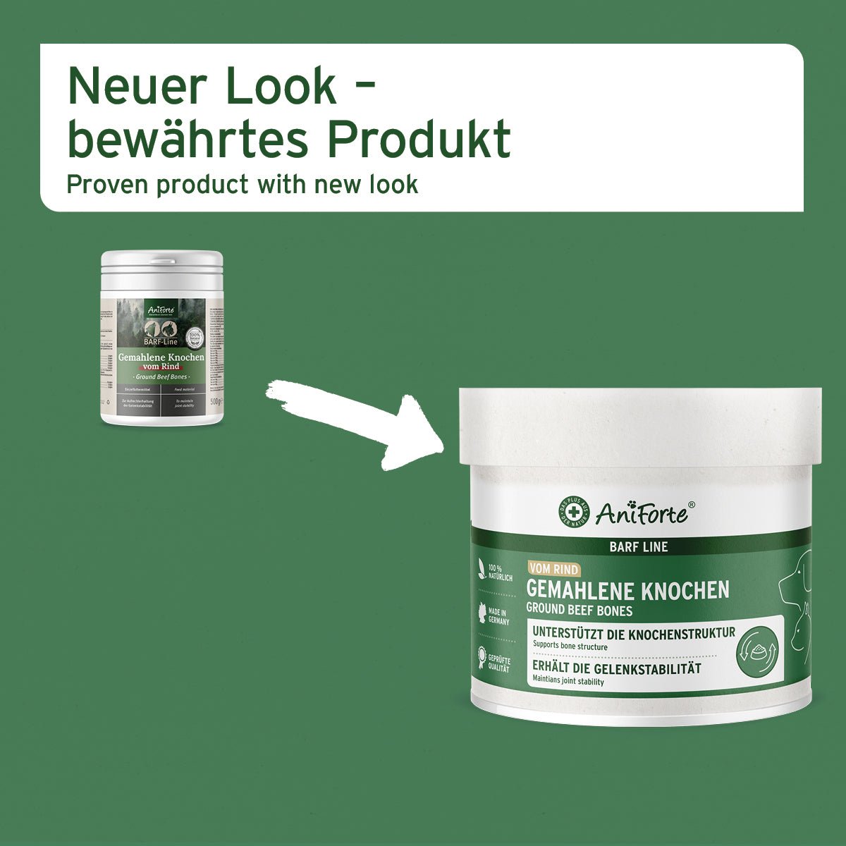 Aniforte BARF-Line Gemahlene Rinderknochen – Calcium für starke Knochen  Gelenke