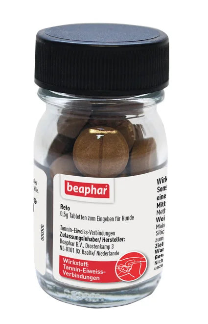 Beaphar Reto - Durchfalltabletten, Hilft bei unspezifischen Durchfällen bei Hunden, 30 Tabletten
