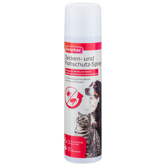 Beaphar Zecken- und Flohschutz Spray gegen Ungeziefer bei Hunden und Katzen, 250 ml