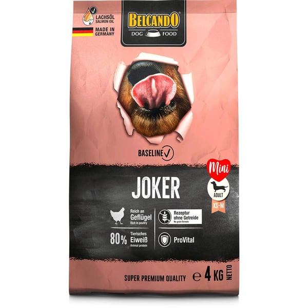Belcando Baseline "Joker" GF, für ausgewachsene Hunde kleine/mittlere Rassen, 80 % tierisches Eiweiß