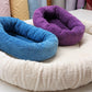 Welkas Kuschelbett oval, dicker Rand, Baumwollplüsch mit Fleecefüllung, Katzenbett, Hundebett