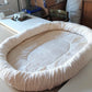 Welkas Kuschelbett oval, dicker Rand, Baumwollplüsch mit Fleecefüllung, Katzenbett, Hundebett