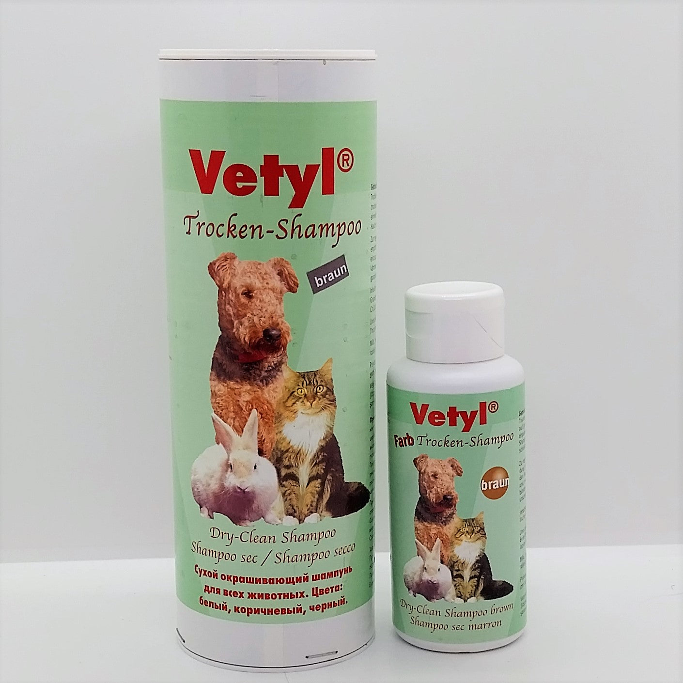Vetyl Trockenshampoo, Trockenreinigungspuder verschiedene Farben, mild, für alle Pelztiere