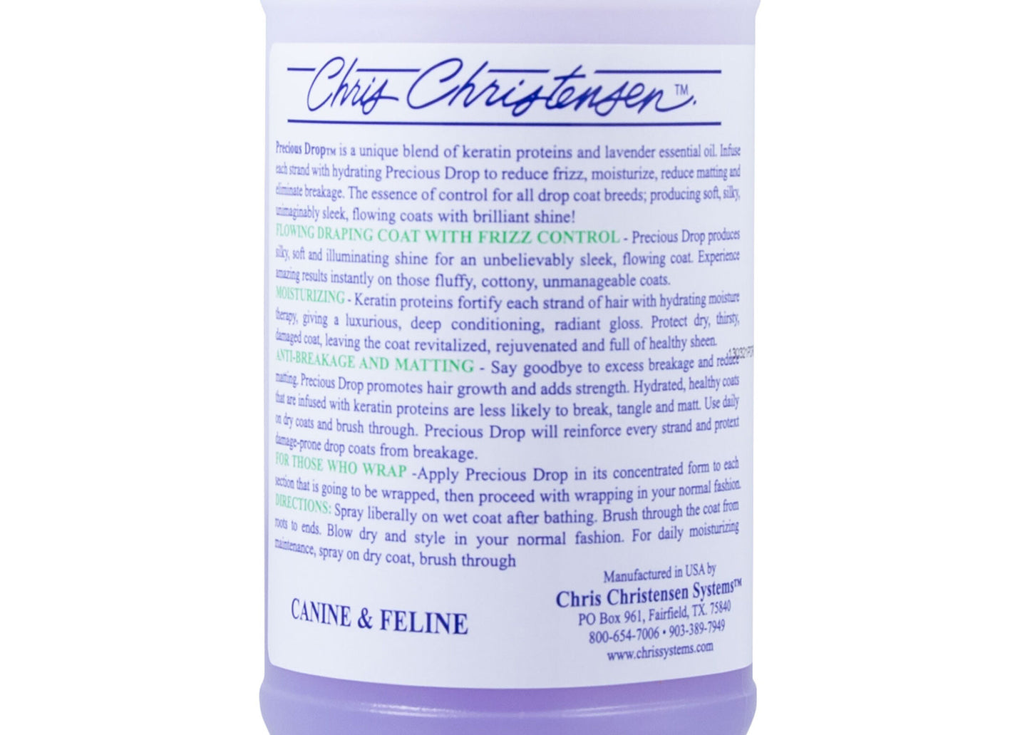 Chris Christensen Precious Drop Spray, Coat Controll, reduziert Verfilzungen, vermeidet Haarbruch
