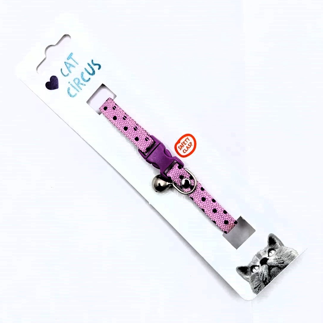 Cat Circus Katzenhalsband - Cat Collar Dotty print, Nylon Halsband mit Sicherheitsverschluss, 18 - 28 cm