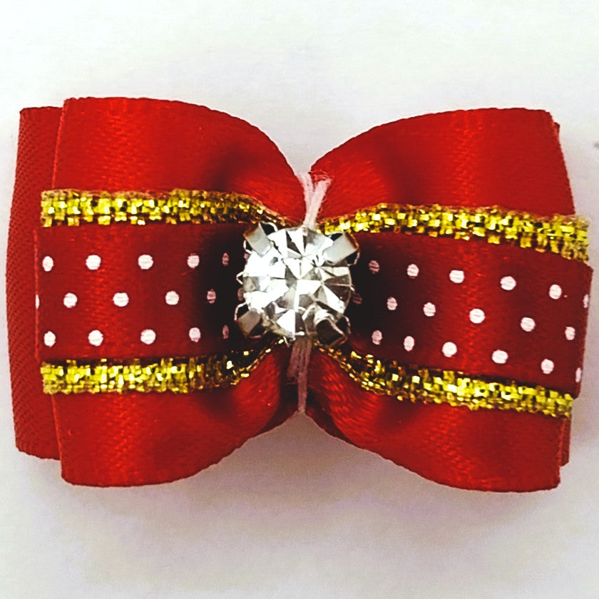Show Tech Hundeschleifen Pet Bows gestärkt, verschiedene Farben mit Strassstein und Gummiband, ca. 3cm
