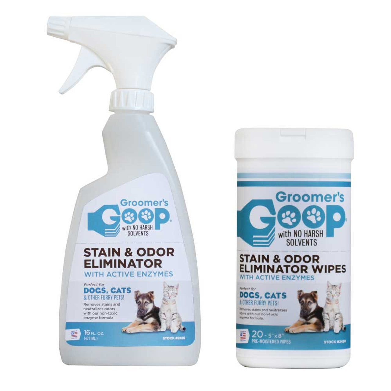 Groomer`s Goop Stain & Odor Eliminator, Fleck- und Geruchsentferner Spray und Tücher