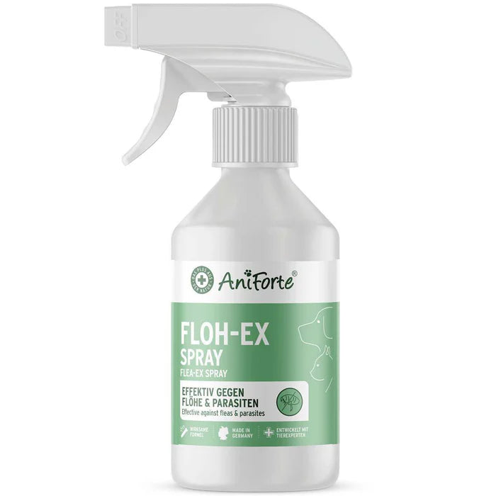 AniForte Floh-EX Spray, Repellent zur Flohabwehr am Tier und als Raumspray für Hunde & Katzen, 250ml
