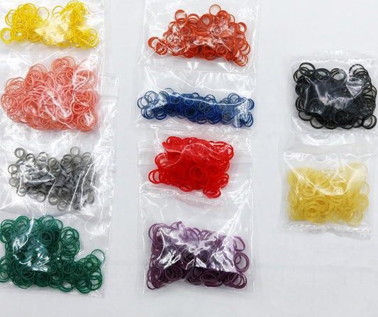 Latex Bands, Top Knot Bands, Hundehaargummis ca. 8mm Durchmesser, verschiedene Farben je 100 Stück