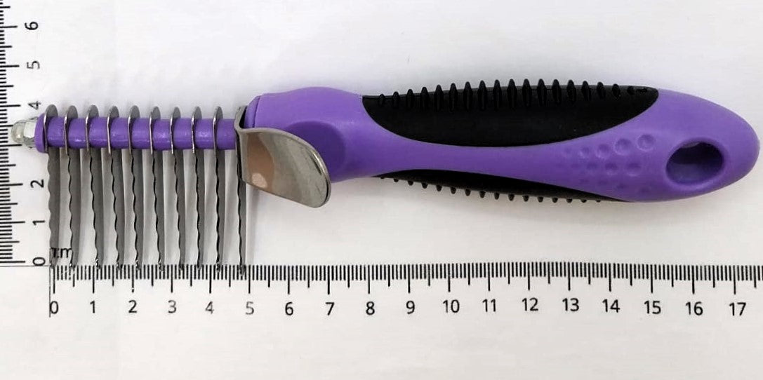 HPP Mini Dematting Rake, Entfilzungskamm, Unterwollkamm mit 10 abgerundeten Klingen in Wellenschliff