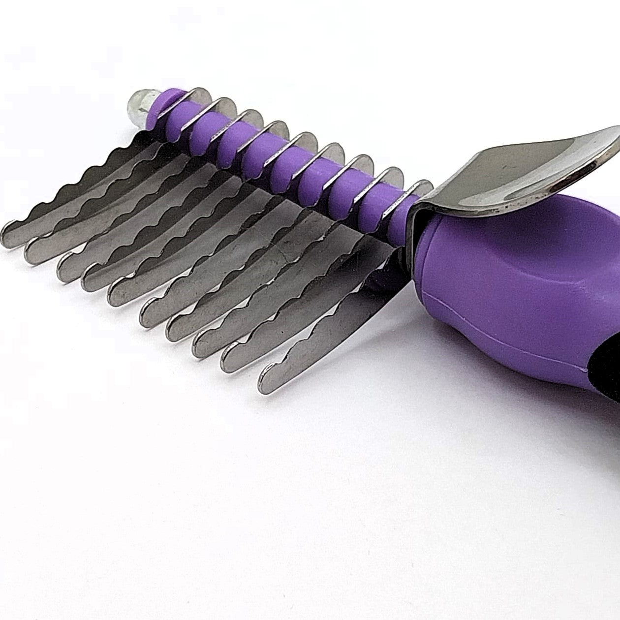 HPP Mini Dematting Rake, Entfilzungskamm, Unterwollkamm mit 10 abgerundeten Klingen in Wellenschliff