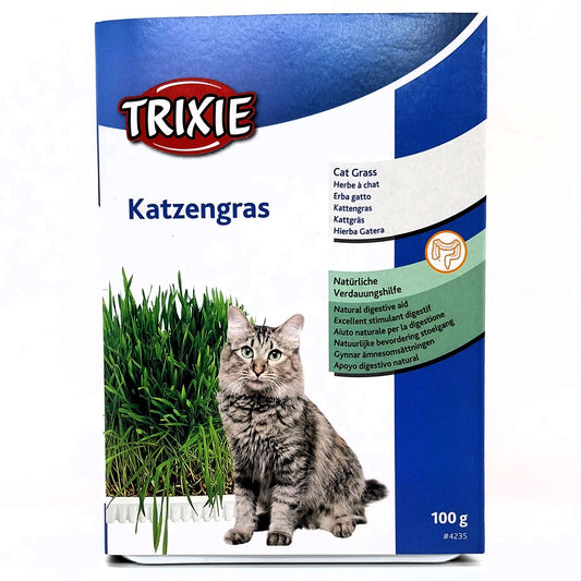 Trixie Katzengras, Gerstensaat als natürliche Verdauungshilfe zum Selbstziehen in der Plastikschale, 100g