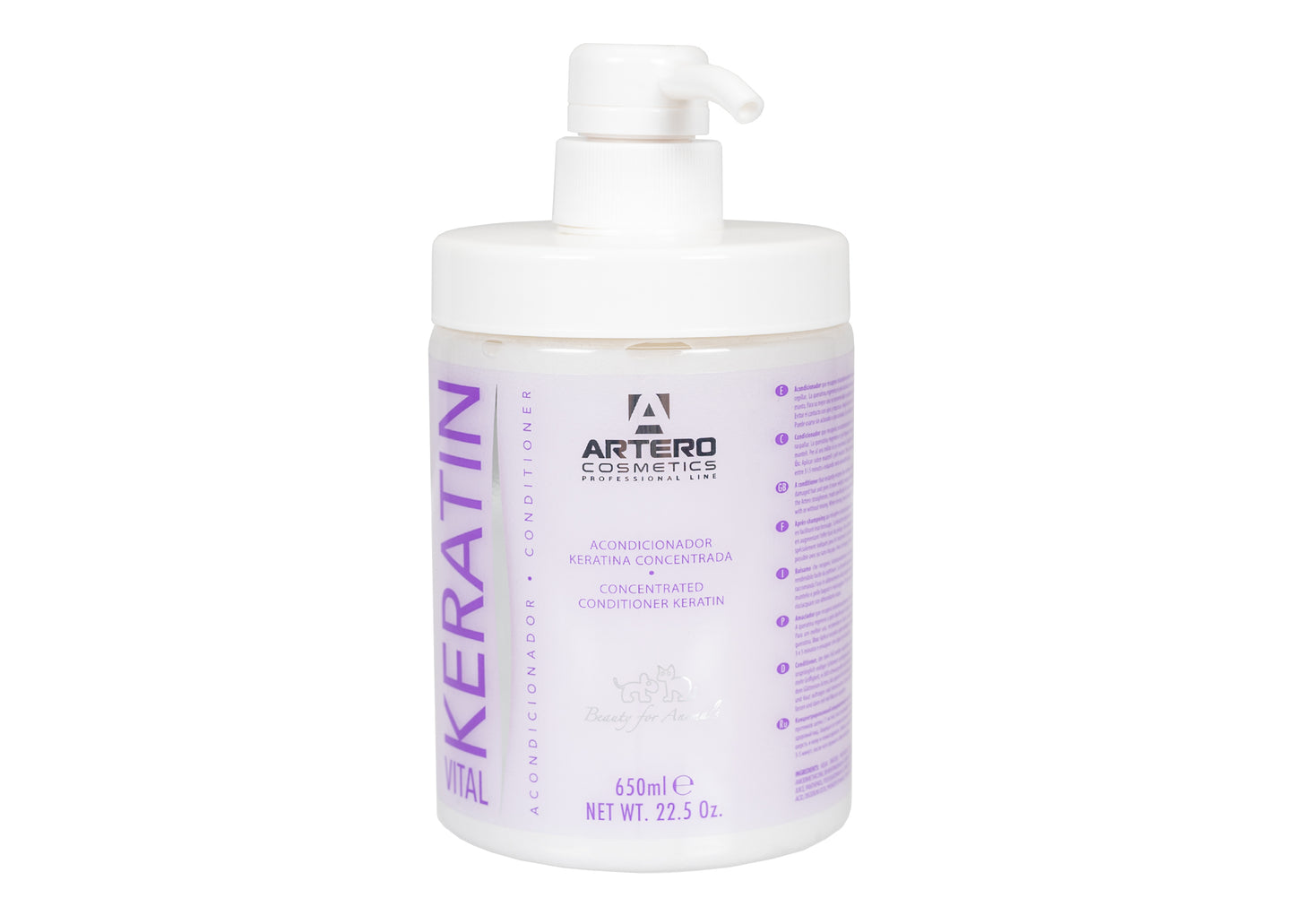 Artero Keratin Vital Conditioner für Tier mit langem seitigen Fell, 100 ml und 650 ml + Pumpe