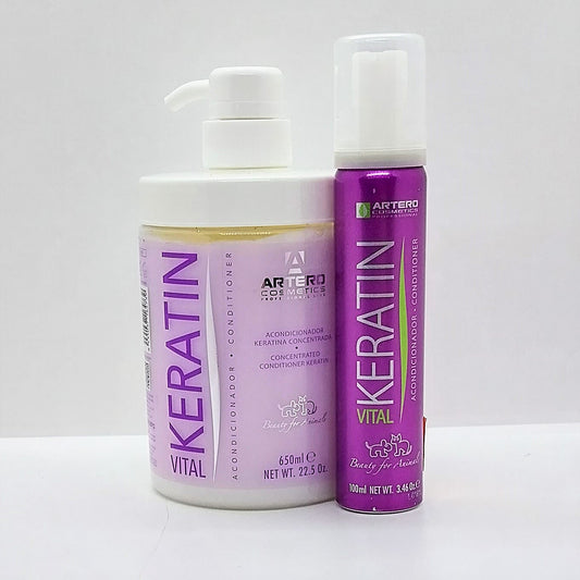 Artero Keratin Vital Conditioner für Tier mit langem seitigen Fell, 100 ml und 650 ml + Pumpe