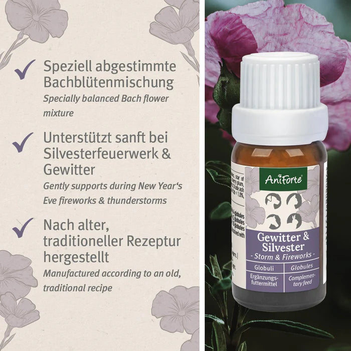 AniForte Bachblüten Gewitter & Silvester, pflanzliche Globuli nach alter traditioneller Rezeptur 15g