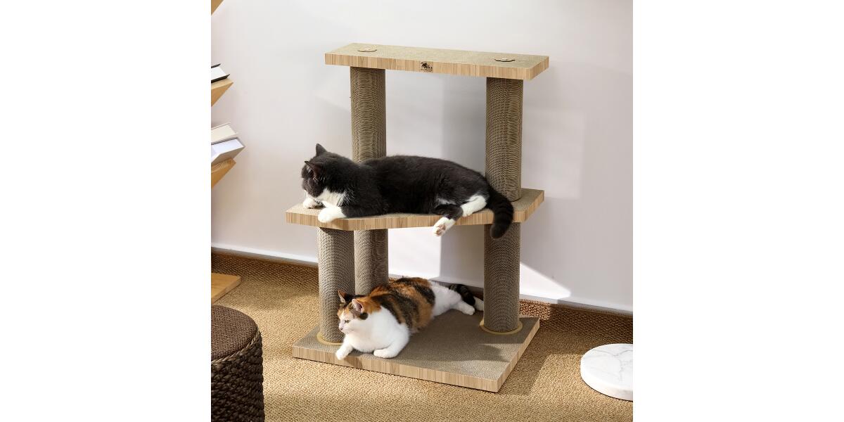 Kratzmöbel aus Wellpappe „Cat Tree“ – Kratzbaum mit Ebenen, 80 cm