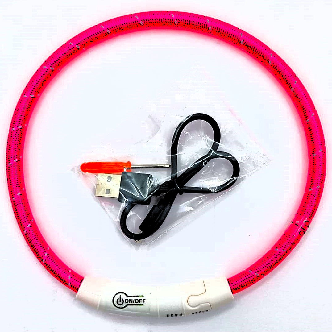 TRIXIE Flash Leuchtring USB – Leuchthalsband zuschneidbar, spritzwassergeschützt, bis 400m sichtbar