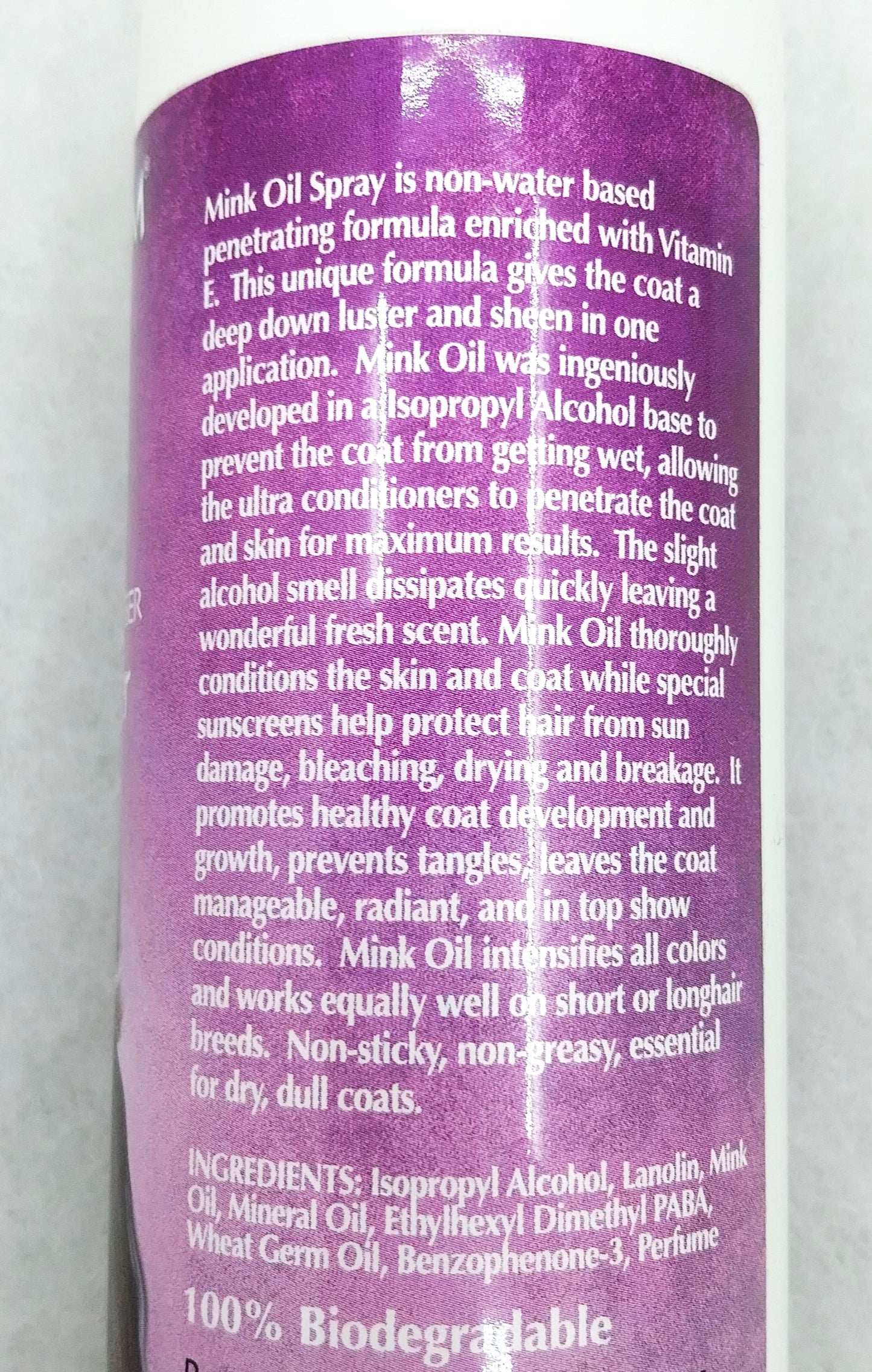 Bio Groom Mink Oil Conditioner - Sofortiger Glanz und Sonnenschutz, Nerzöl Spray-Conditioner, 355 ml