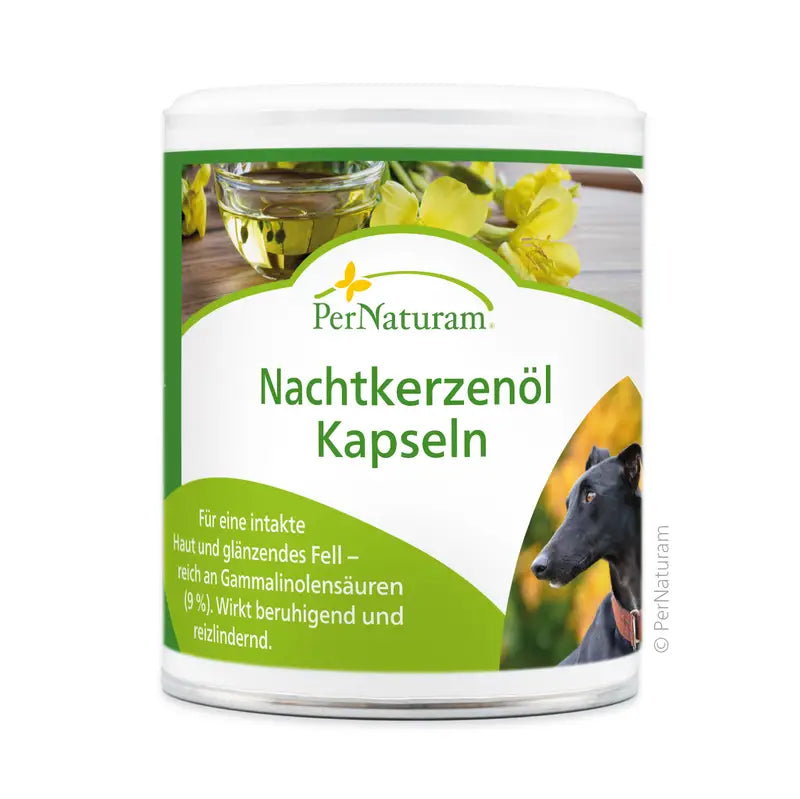 PerNaturam Nachtkerzenöl Kapseln, essenzielle Fettsäuren für schönes, gepflegtes Fell und gesunde Haut