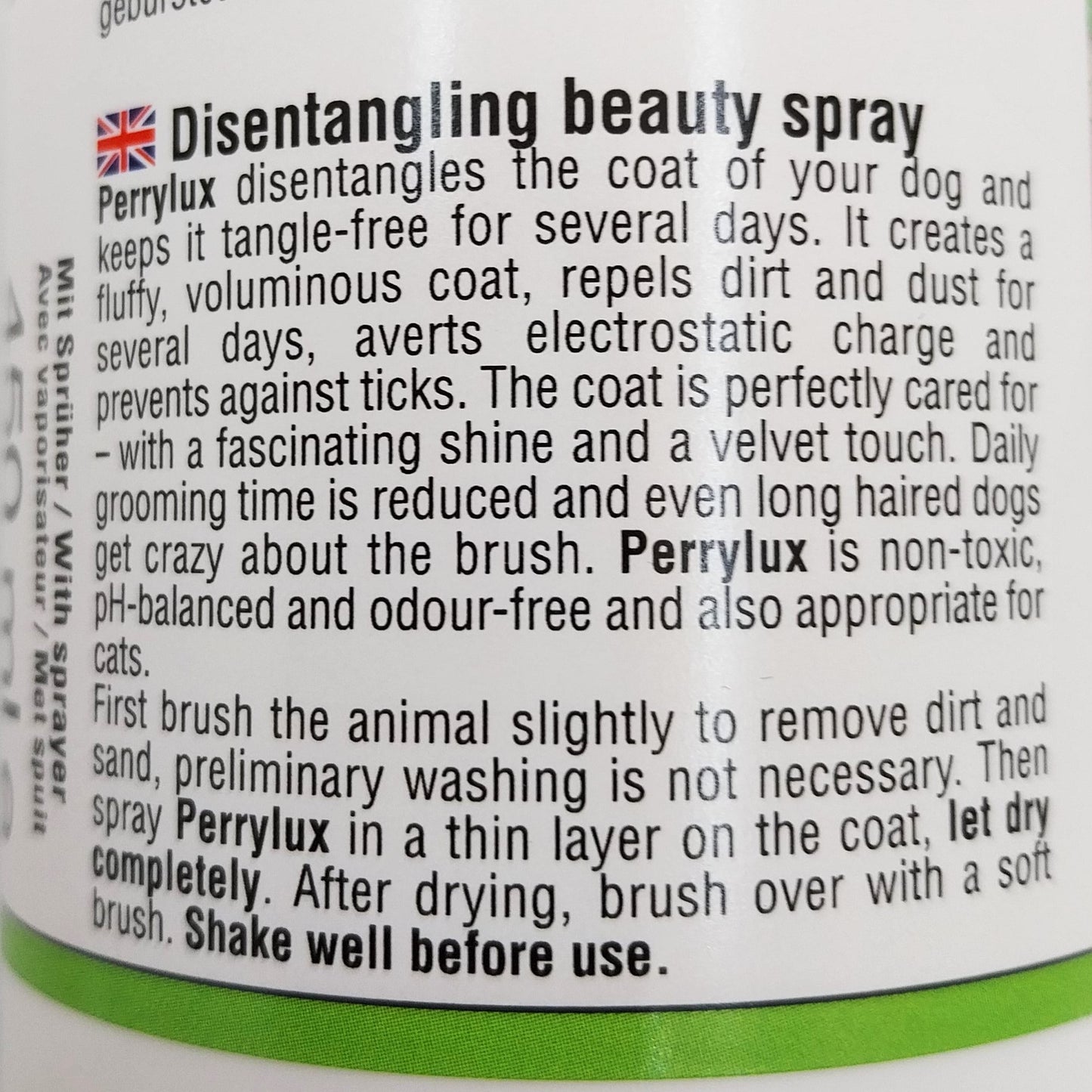 Stassek Perrylux, ph - und geruchsneutrales Schönheits- und Entfilzungsspray für Hunde und Katzen