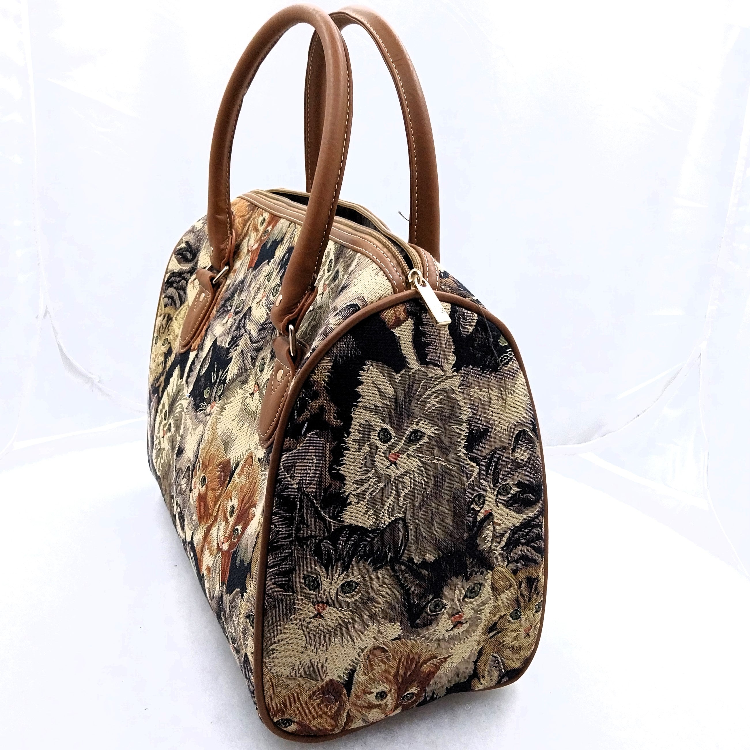 Signare Taschen, Kissenhüllen mit Katzenmotiv Handtaschen Reisetaschen Gobelin-Leder