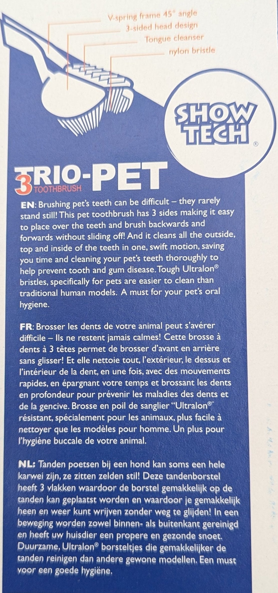 Show Tech Trio-Pet Toothbrush, Tierzahnbürste Trio-Pet, Hundezahnbürste Katzenzahnbürste