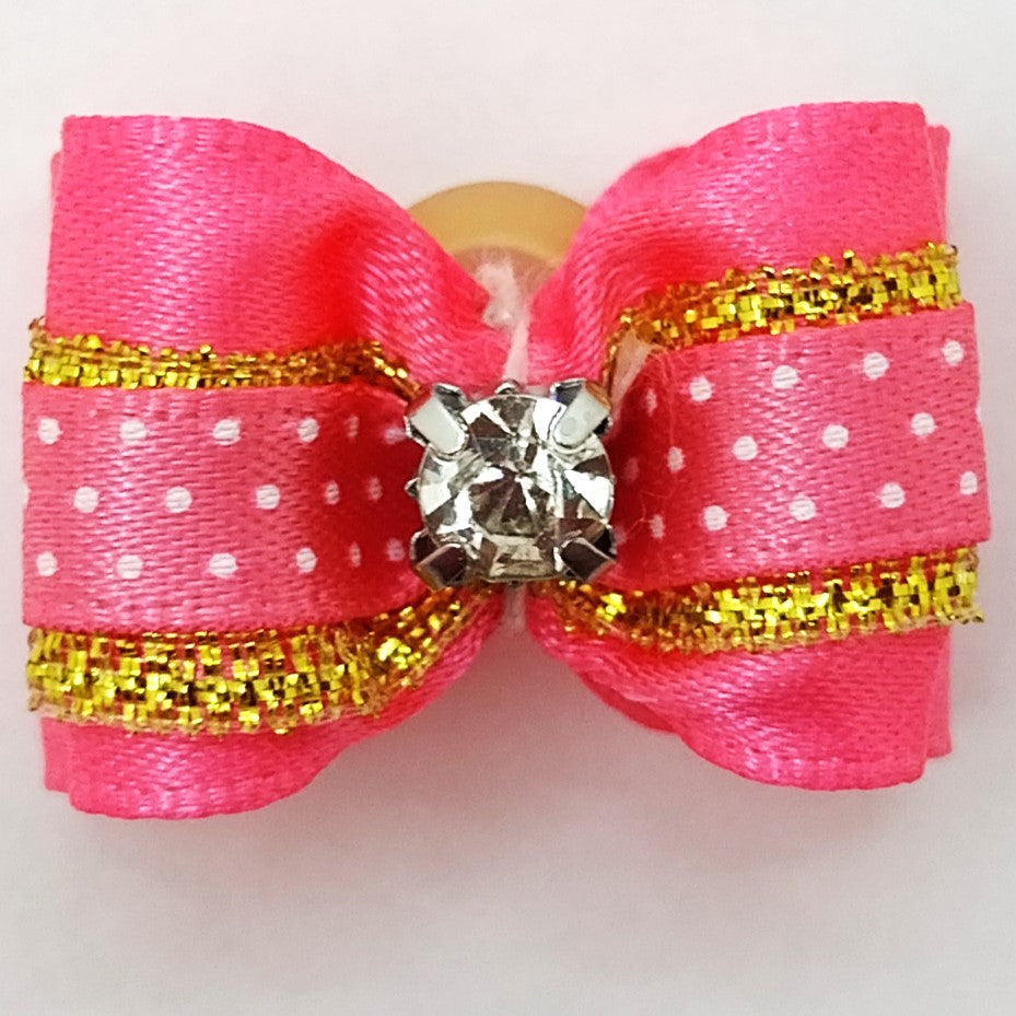 Show Tech Hundeschleifen Pet Bows gestärkt, verschiedene Farben mit Strassstein und Gummiband, ca. 3cm