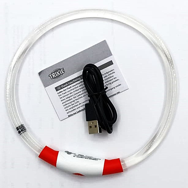 Trixie Flash Leuchtring, Hunde-Leuchthalsband mit USB-Anschluss, bis zu 8 Stunden Dauerlicht