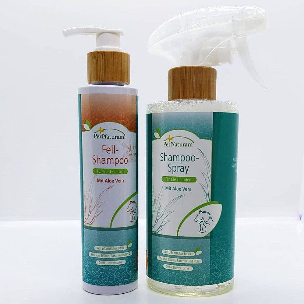 PerNaturam Shampoo-Spray mit Aloe Vera, Malvenextrakt und Arganöl, für alle Tierarten