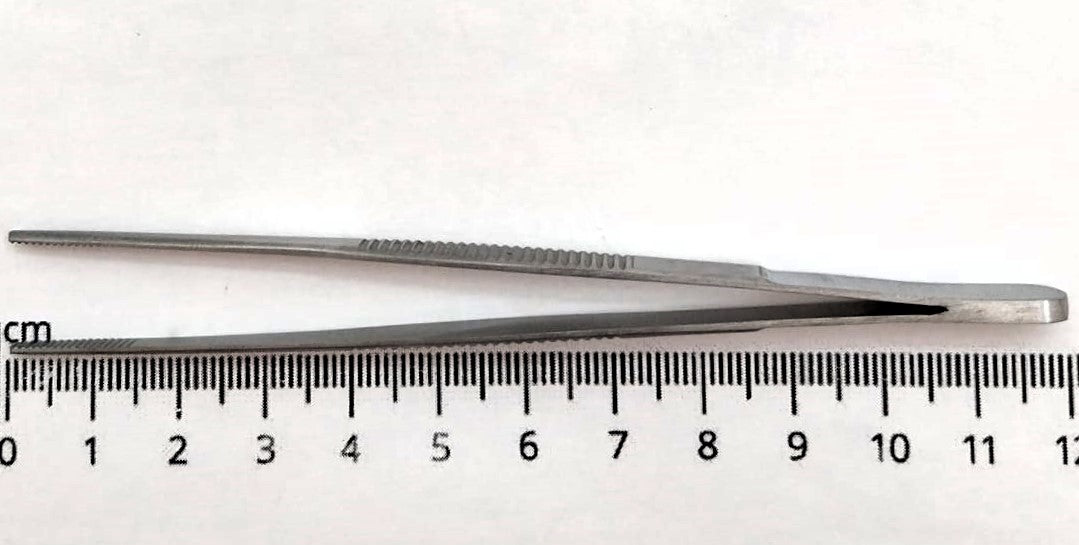 Universal-Pinzettem anatomische Pizette, Edelstahl, stumpf, gezahnt, Ohren-Haarzupfpinzette, 11,5cm