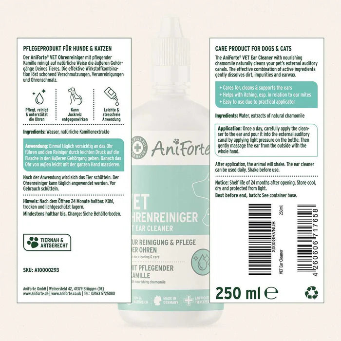 AniForte VET Ohrenreiniger Kamille - zur Reinigung des äußeren Gehörgangs 250 ml