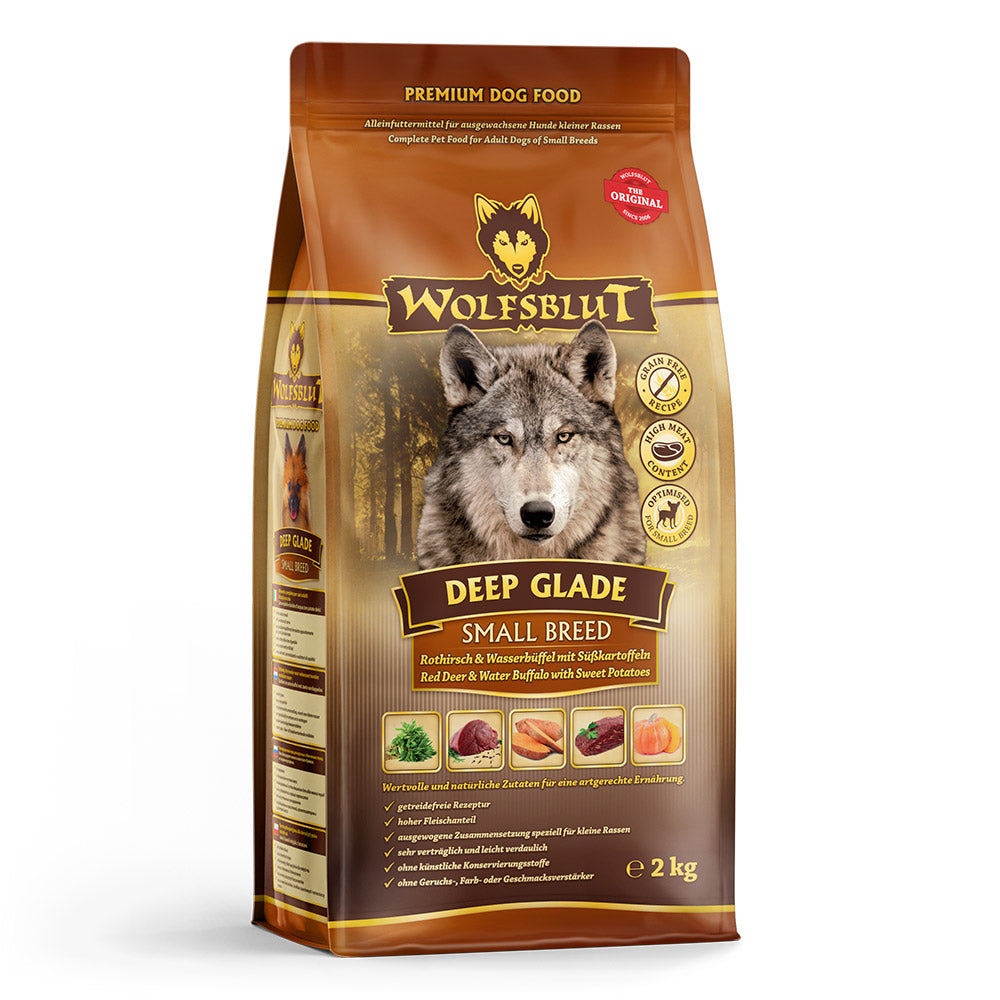 Wolfsblut Deep Glade Adult Rothirsch Wasserbüffel ohne Getreide kleinere Rassen