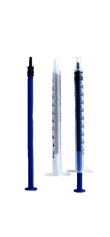 Luer Spritze 0,1 - 1ml blauer Kolben ohne Todraum, Fütterung Medikamenteneingabe
