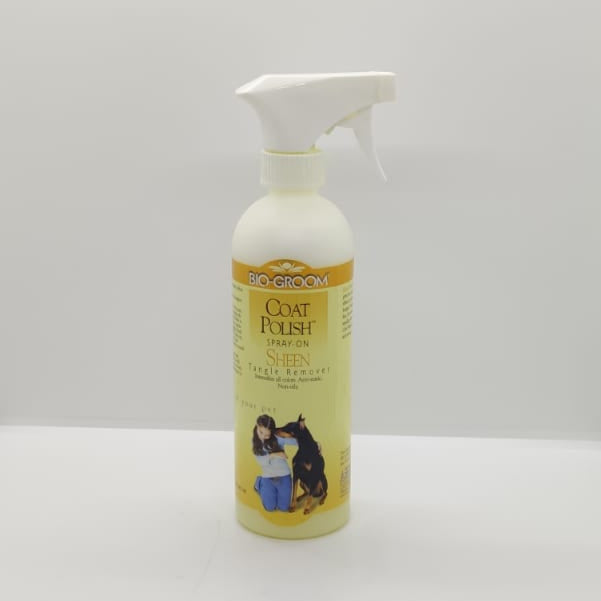Bio Groom Coat Polish Spray - On Sheen, Detangler - Entfilzungspray Fellpflegespray, 473 ml