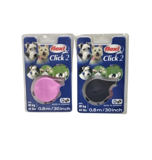 Flexi Click 2 Rollleine Gurt-Leine schwarz rosa Hundeleine 0,8 m bis 20 kg