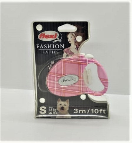 Flexi Fashion Ladies Rollleine Pink Karo Hundeleine 3m bis 12 kg