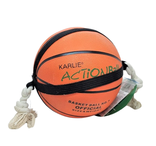Karlie Actionball mit Tau Hundeball Basketball Hundespielzeug Kauspielzeug