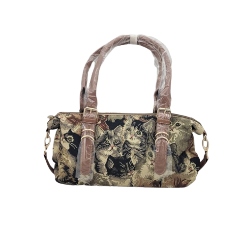 Signare Tasche Rucksack mit Katzen und Hundemotiv Handtasche Leder Shopper