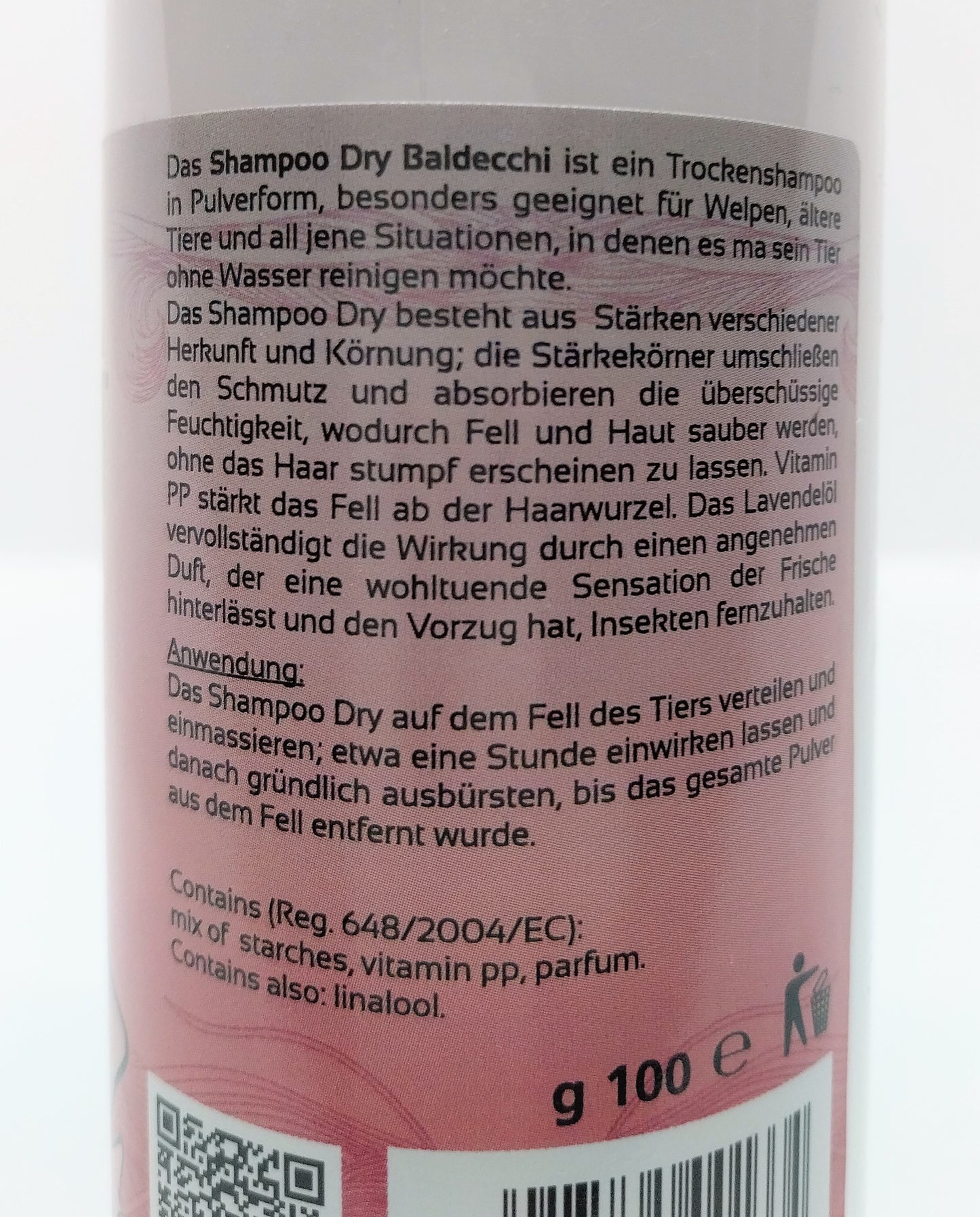 Baldecchi Shampoo a Secco, Shampoo Dry, Trockenshampoo Puder für Hund und Katze, 100g