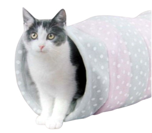 Trixie Spieltunnel Fleece Kuscheliger Tunnel mit Raschelfolie 25x50 cm für Katzen & Welpen