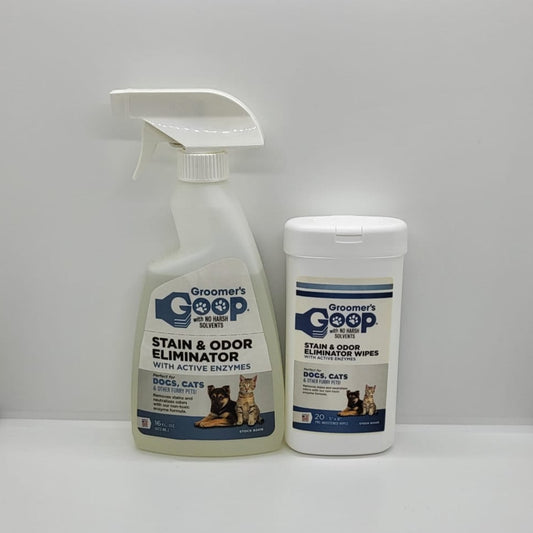 Groomer`s Goop Stain & Odor Eliminator, Fleck- und Geruchsentferner Spray und Tücher