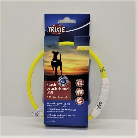 Trixie Flash Leuchtring Hundehalsband mit USB-Anschluss, bis zu ca. 3 Stunden Dauerlicht